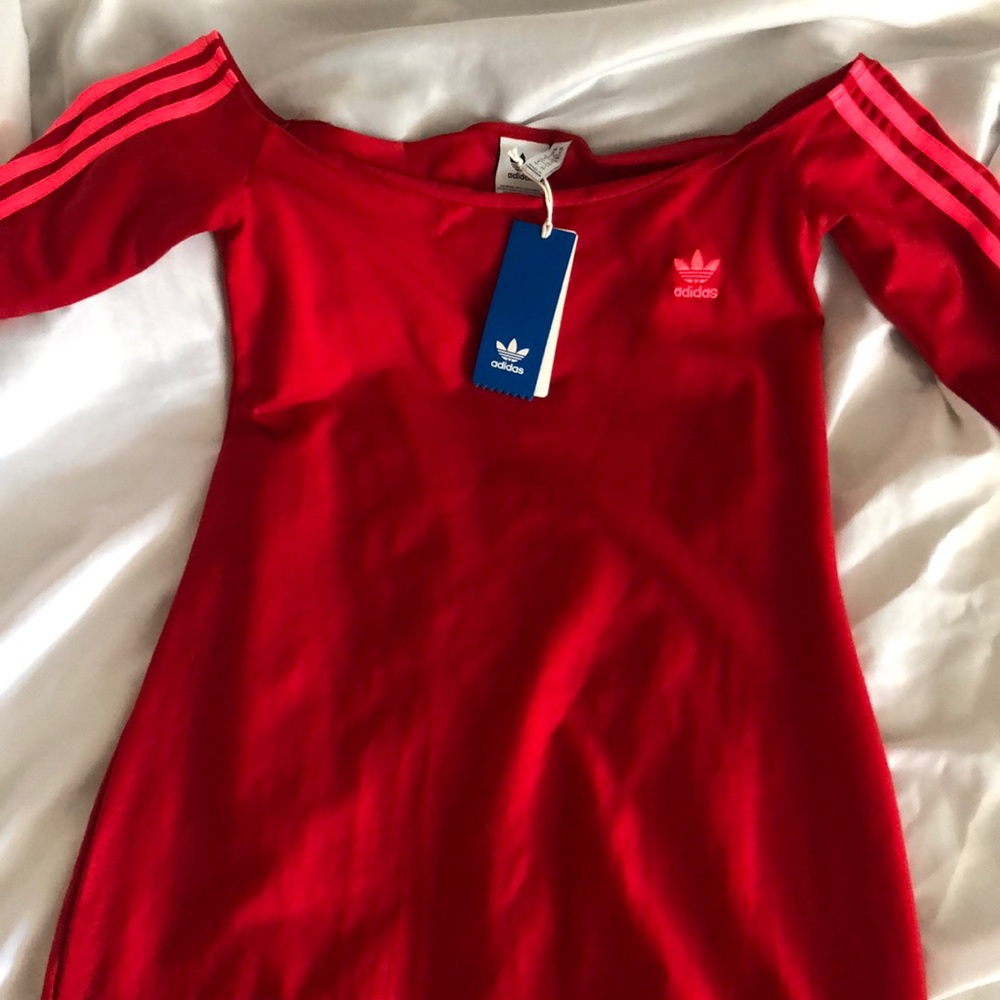 Off The Shoulder Red Adidas Dress